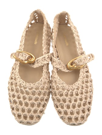 Larroude Raffia Mary Jane Flats