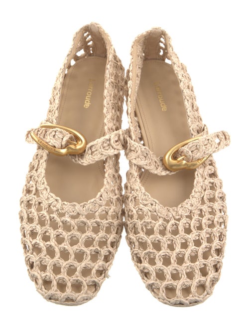 Larroude Raffia Mary Jane Flats