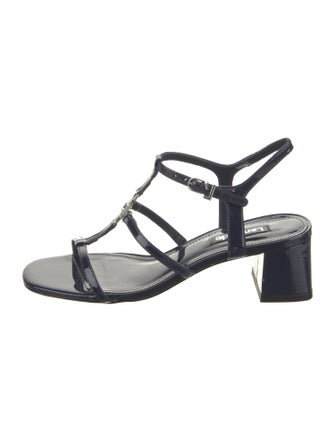 Larroude Patent Leather T-Strap Sandals