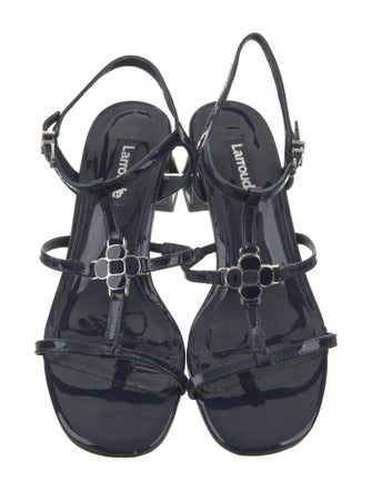 Larroude Patent Leather T-Strap Sandals