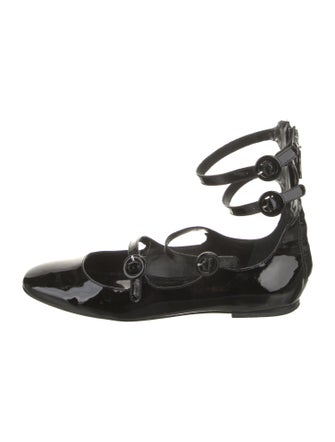 Larroude Patent Leather Leather Trim Embellishment Flats