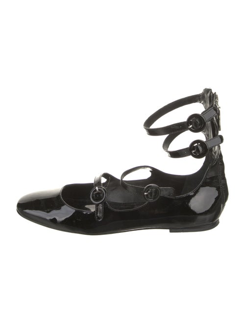 Larroude Patent Leather Leather Trim Embellishment Flats