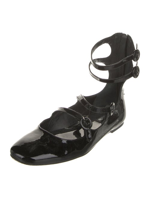 Larroude Patent Leather Leather Trim Embellishment Flats