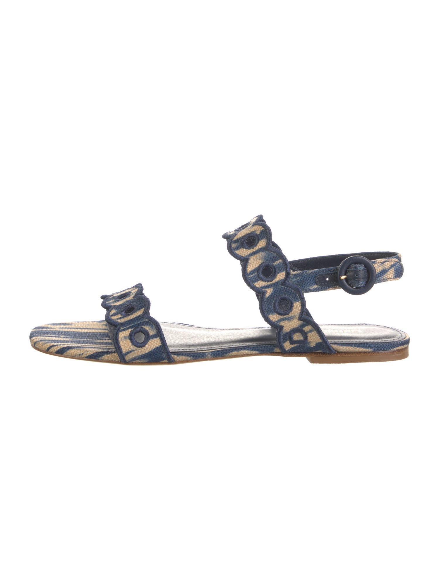 Larroude Denim Printed Slingback Sandals