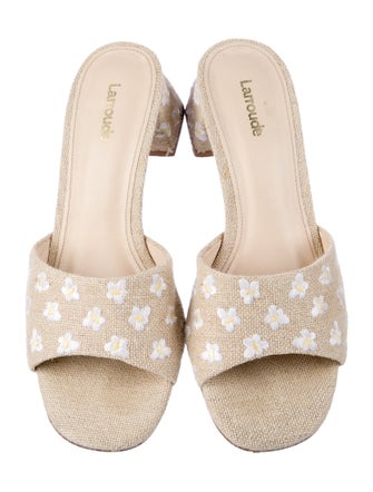 Larroude Animal Print Embroidered Accent Slides