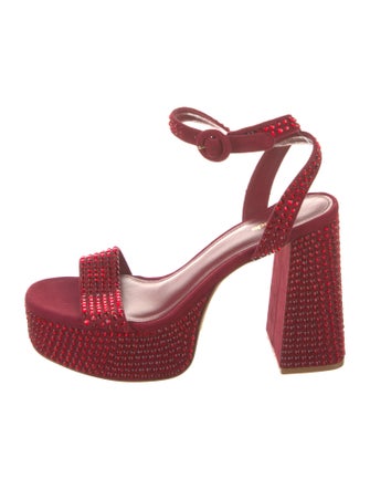 Larroude Suede Crystal Embellishments Slingback Sandals