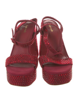 Larroude Suede Crystal Embellishments Slingback Sandals