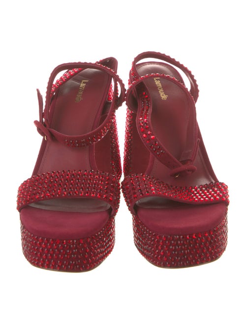 Larroude Suede Crystal Embellishments Slingback Sandals