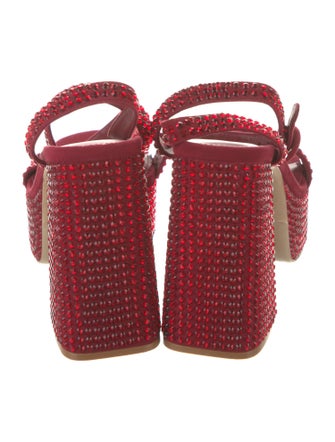 Larroude Suede Crystal Embellishments Slingback Sandals