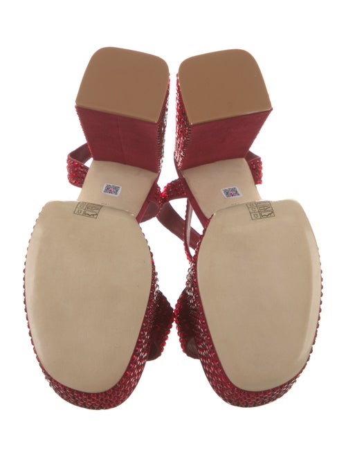 Larroude Suede Crystal Embellishments Slingback Sandals