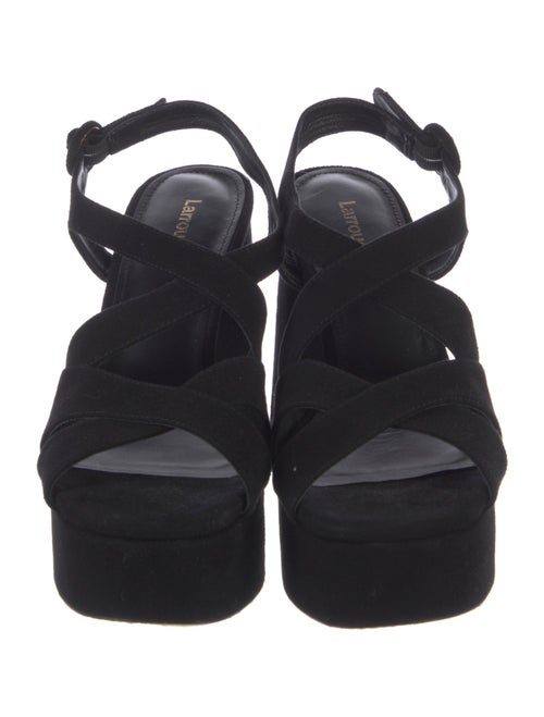 Larroude Suede T-Strap Pumps