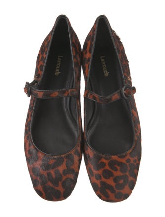 Larroude Ponyhair Animal Print Mary Jane Flats