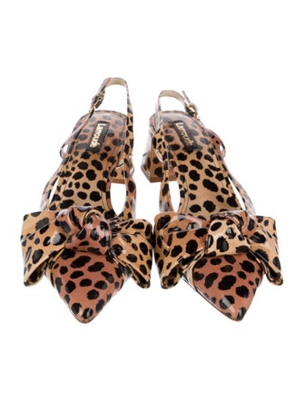 Larroude Patent Leather Animal Print Slingback Pumps