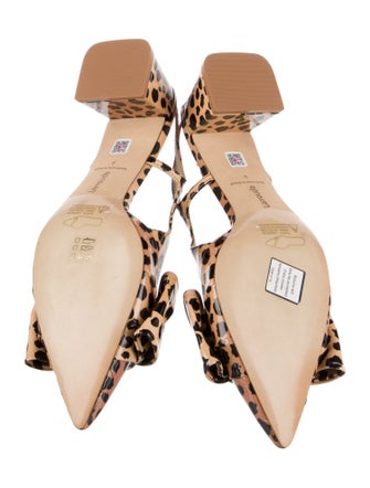 Larroude Patent Leather Animal Print Slingback Pumps