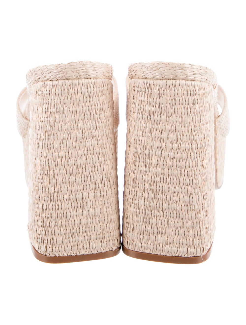 Larroude Straw Slides Neutrals Leather Trim Platf… - image 4