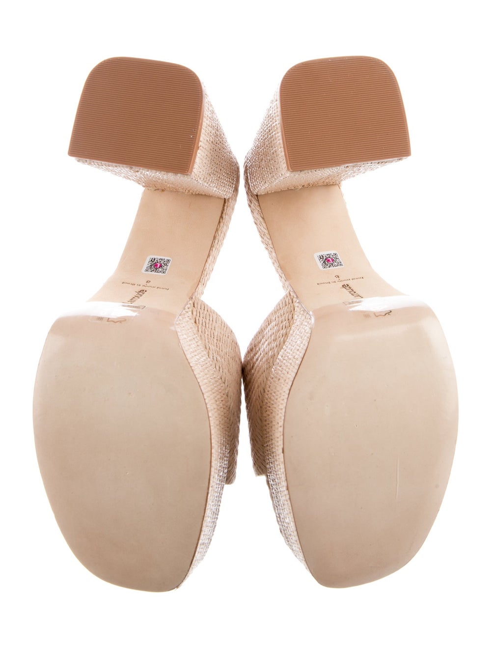 Larroude Straw Slides Neutrals Leather Trim Platf… - image 5