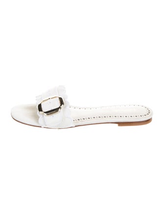 Larroude Canvas Lasercut Accents Slides