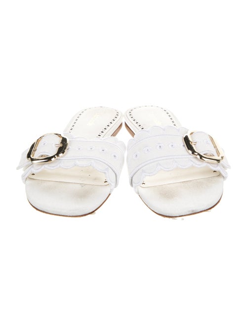 Larroude Canvas Lasercut Accents Slides