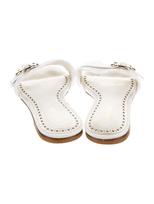 Larroude Canvas Lasercut Accents Slides