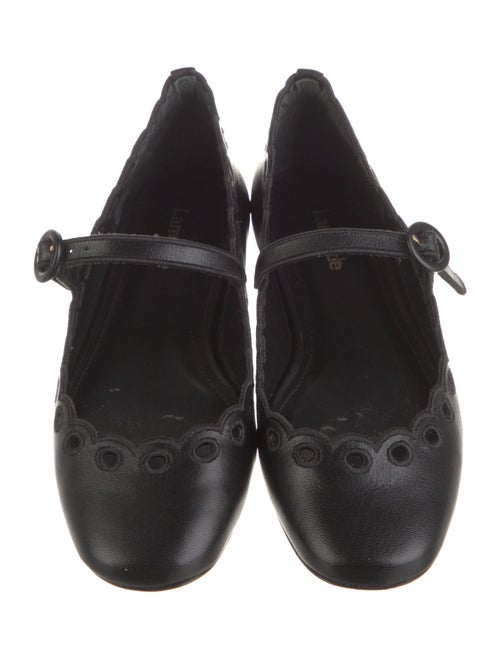 Larroude Leather Scalloped Accent Ballet Flats