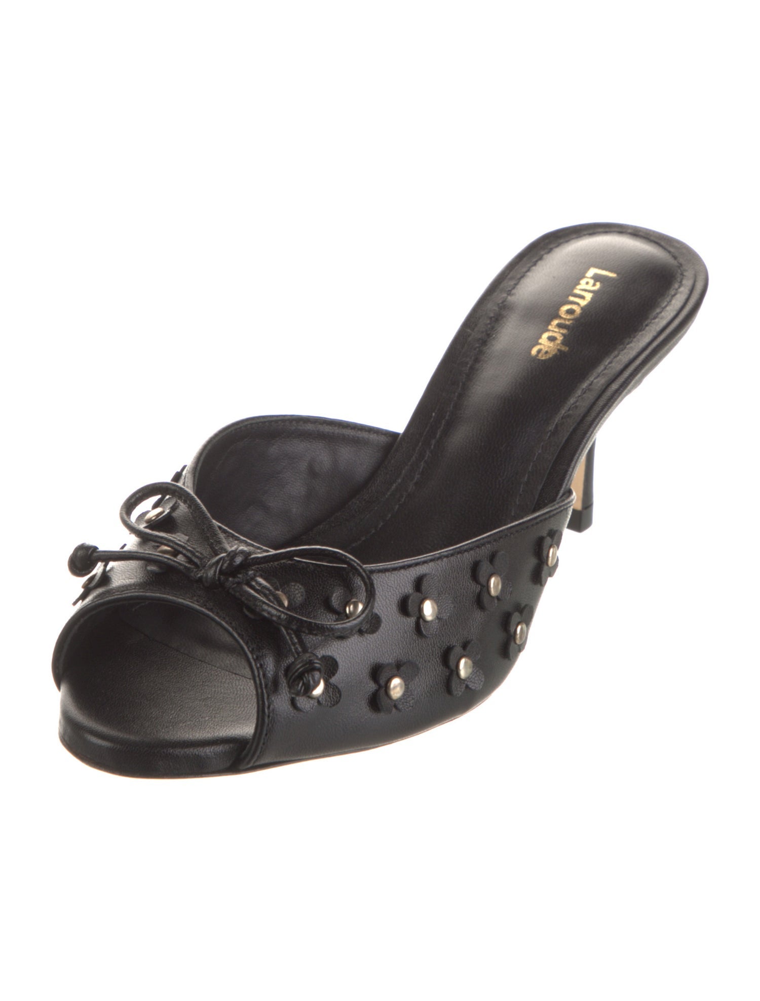 Larroude Leather Studded Accents Slides