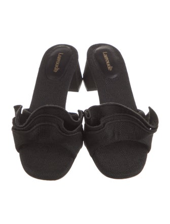 Larroude Ruffle Embellishment Slides