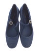 Larroude Denim Crystal Embellishments Mary Jane Flats