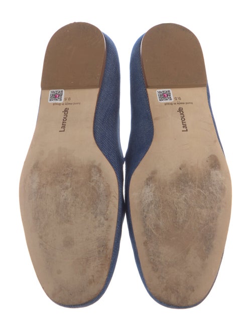 Larroude Denim Crystal Embellishments Mary Jane Flats