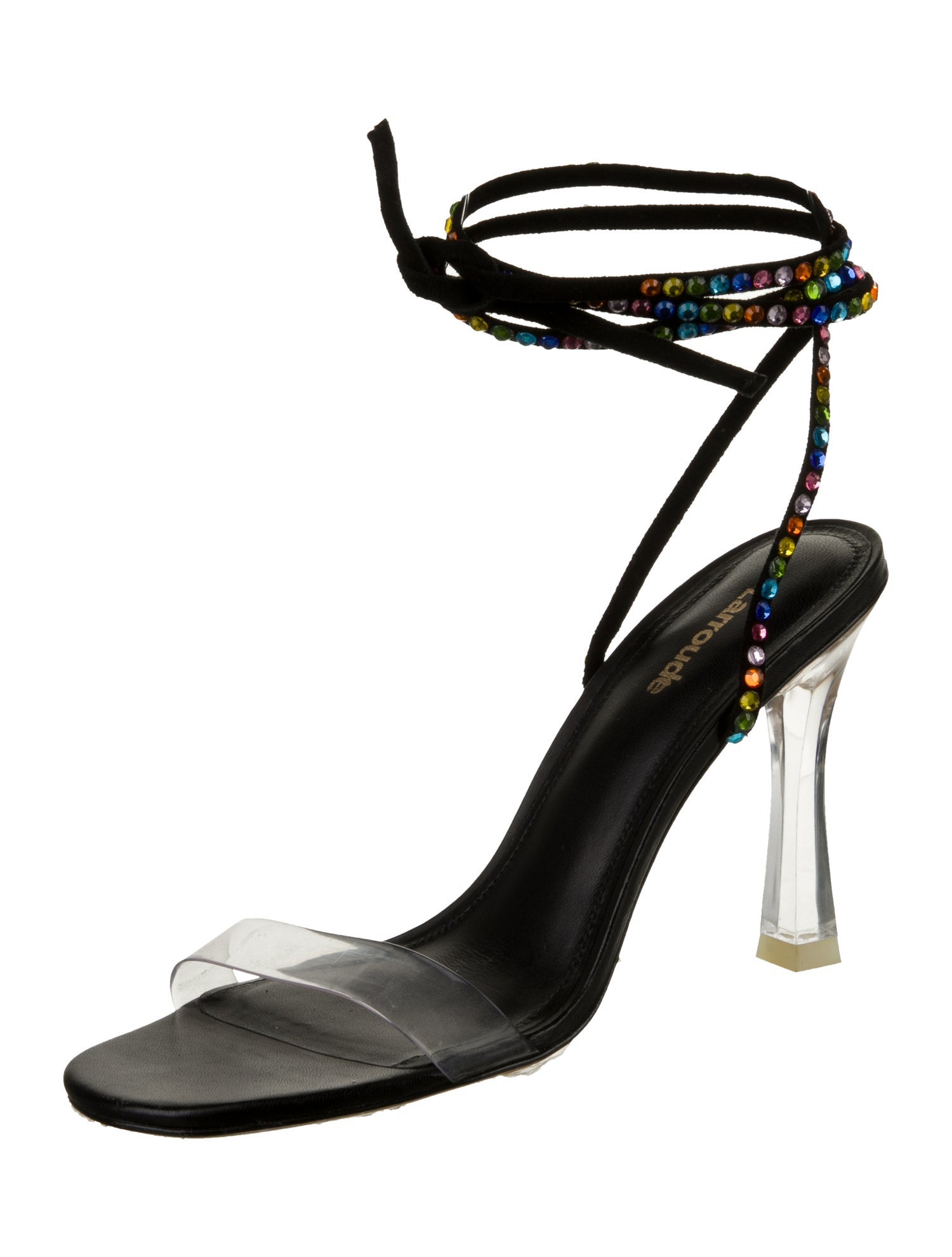 Larroude PVC Crystal Embellishments Sandals