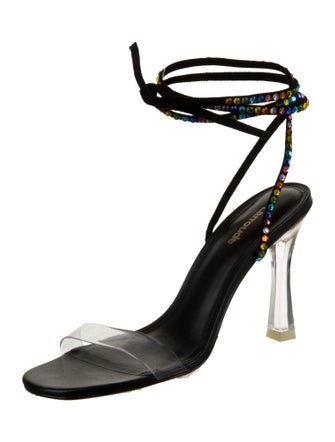 Larroude PVC Crystal Embellishments Sandals
