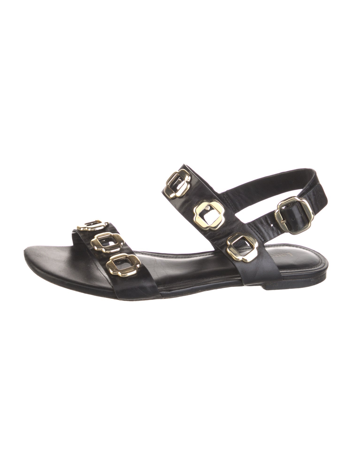 Larroude Leather Studded Accents Slingback Sandals
