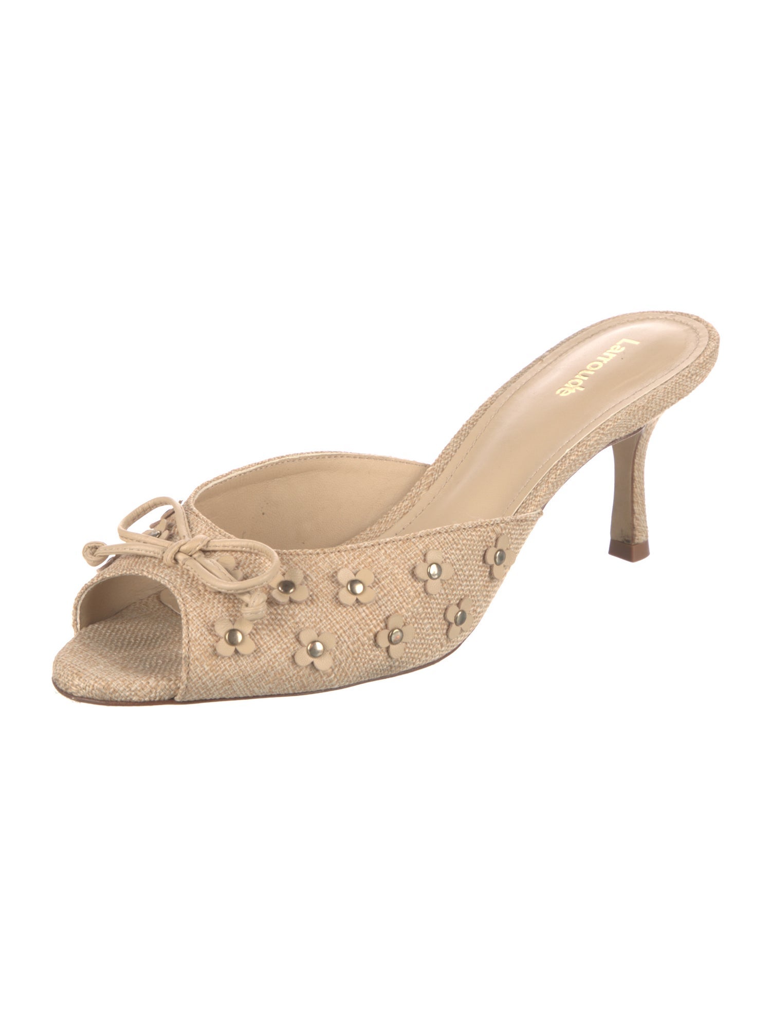 Larroude Raffia Studded Accents Slides