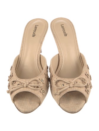 Larroude Raffia Studded Accents Slides