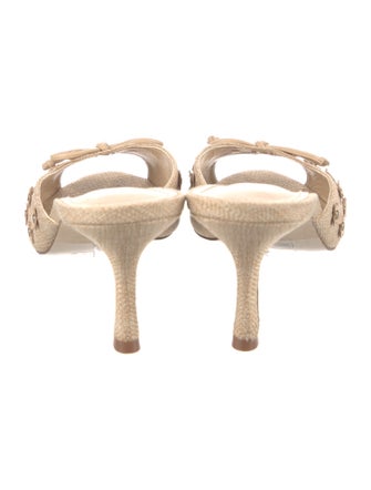 Larroude Raffia Studded Accents Slides