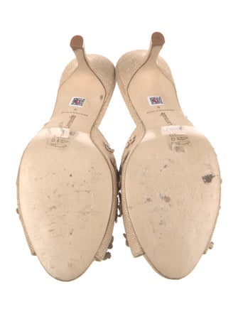 Larroude Raffia Studded Accents Slides