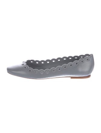 Larroude Leather Scalloped Accent Ballet Flats