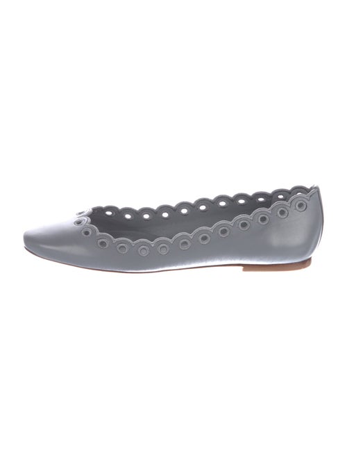 Larroude Leather Scalloped Accent Ballet Flats
