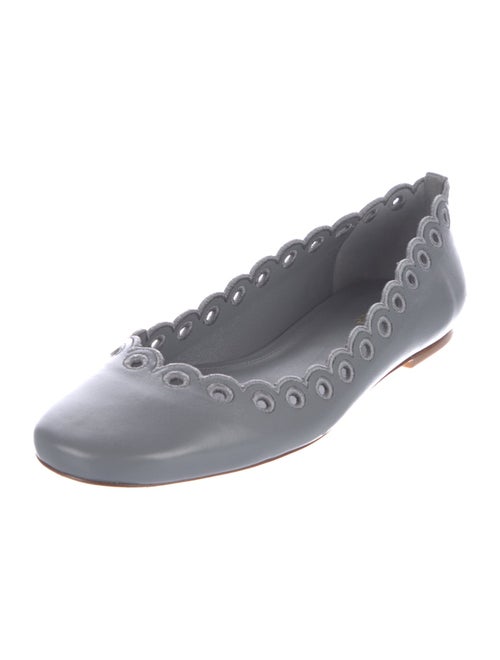 Larroude Leather Scalloped Accent Ballet Flats