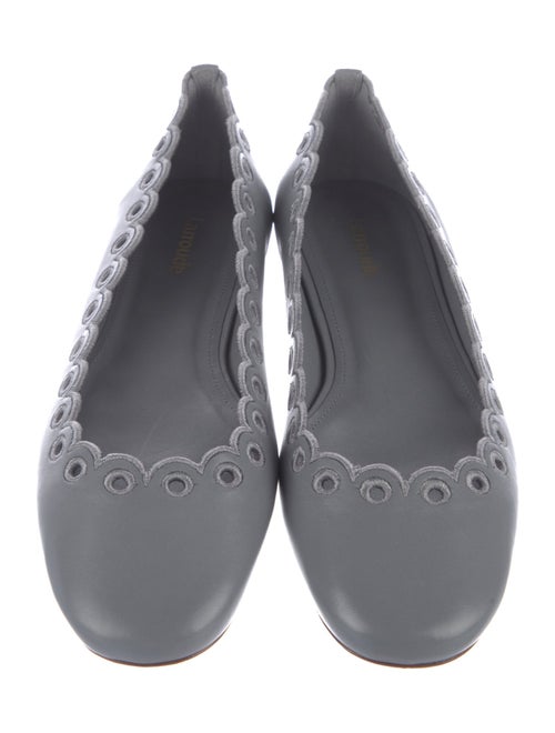 Larroude Leather Scalloped Accent Ballet Flats