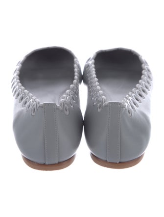 Larroude Leather Scalloped Accent Ballet Flats