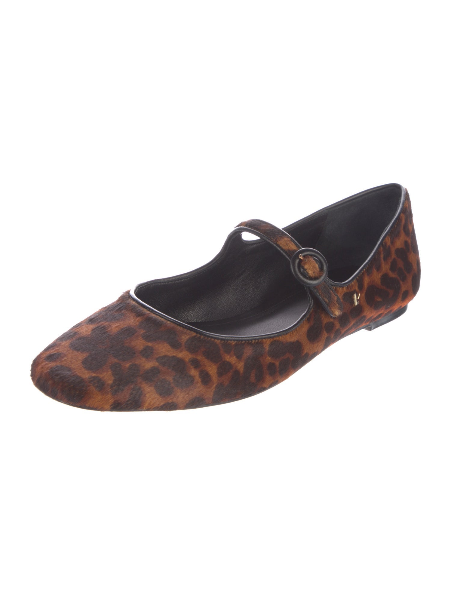 Larroude Ponyhair Animal Print Mary Jane Flats