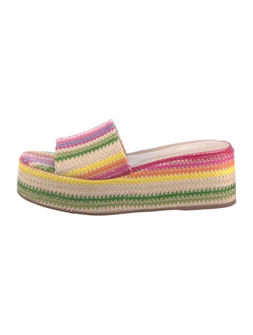 Larroude Raffia Colorblock Pattern Slides