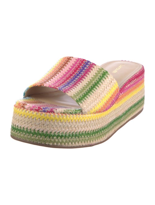 Larroude Raffia Colorblock Pattern Slides