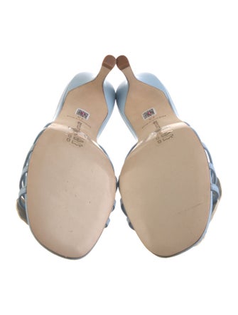 Larroude Leather Ruffle Embellishment Slides