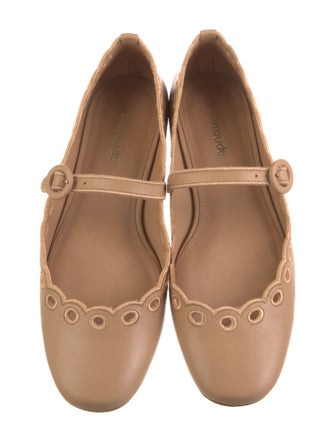 Larroude Leather Scalloped Accent Ballet Flats