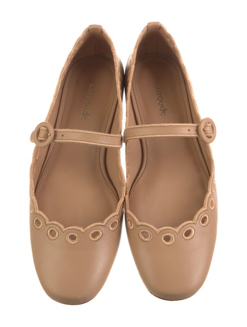 Larroude Leather Scalloped Accent Ballet Flats