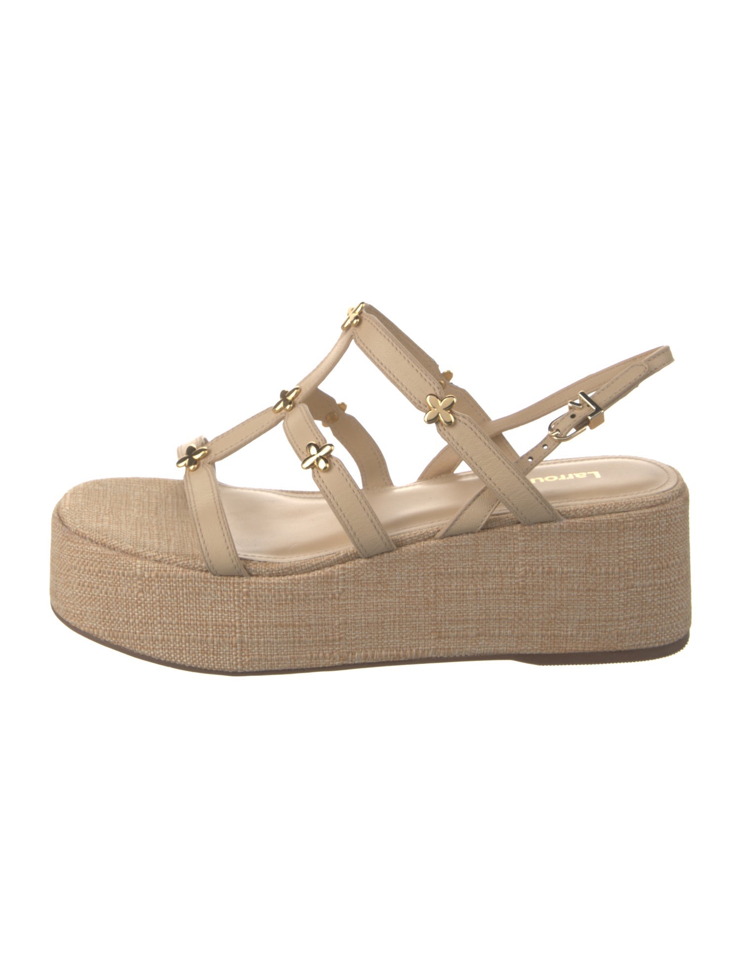 Larroude Leather Studded Accents Espadrilles