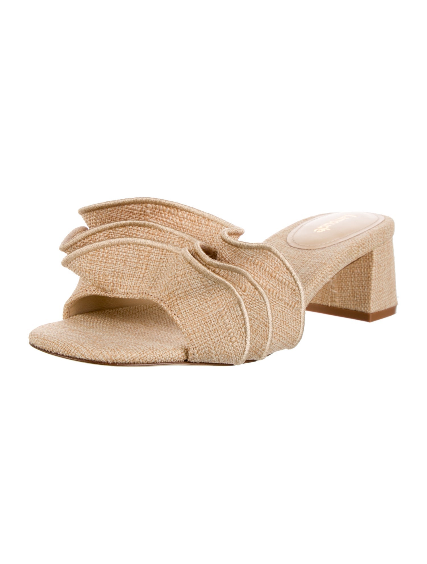 Larroude Ruffle Embellishment Slides