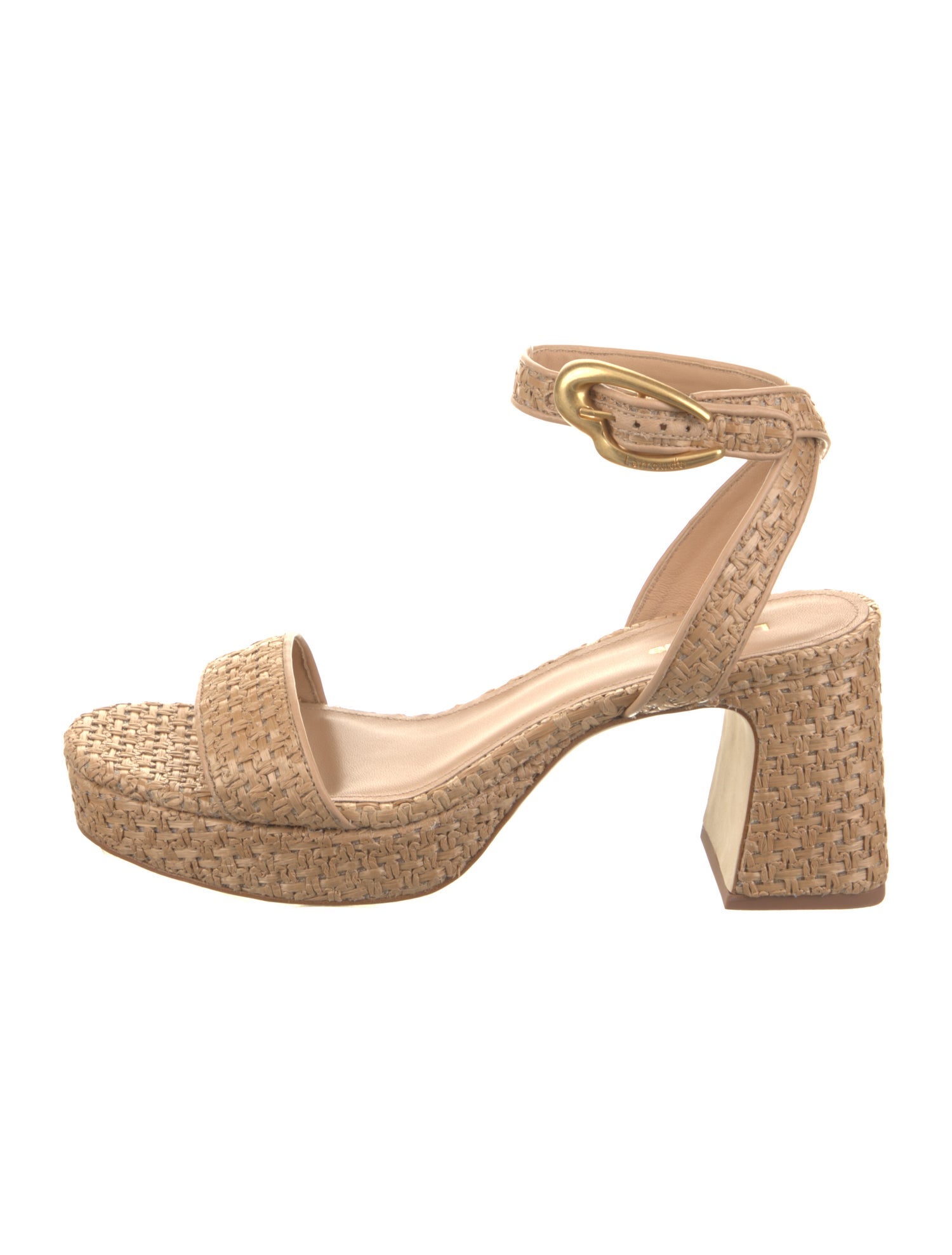 Larroude Raffia Leather Trim Embellishment Espadrilles