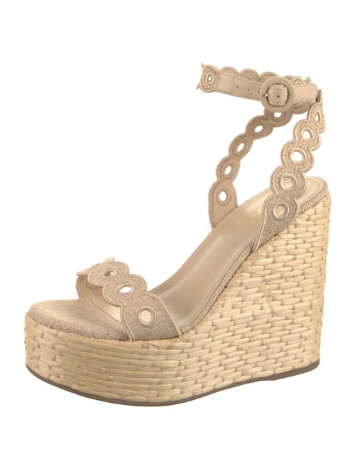 Larroude Jute Leather Trim Embellishment Espadrilles